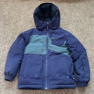 Marmot 700 Fill Down Jacket Kids XS Blue Hooded Puffer Winter Coat